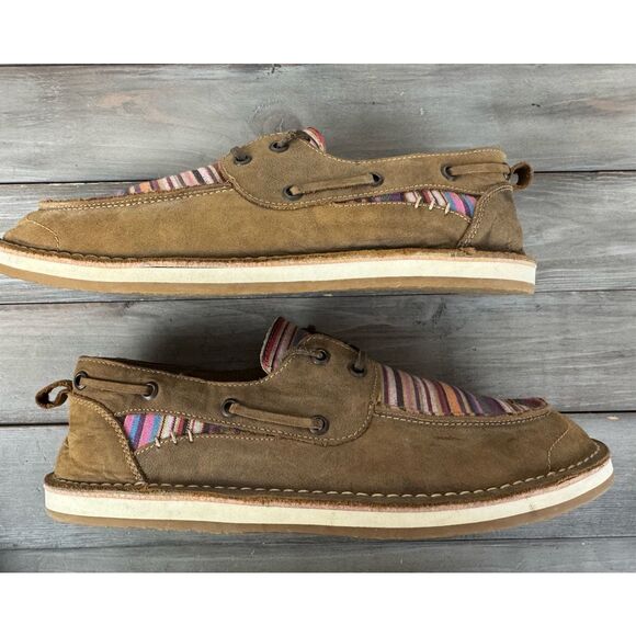 SHYANNE‎ Woven Stripe Brown Leather Slip On Moc Toe Casual Shoes size 11 - Picture 3 of 10